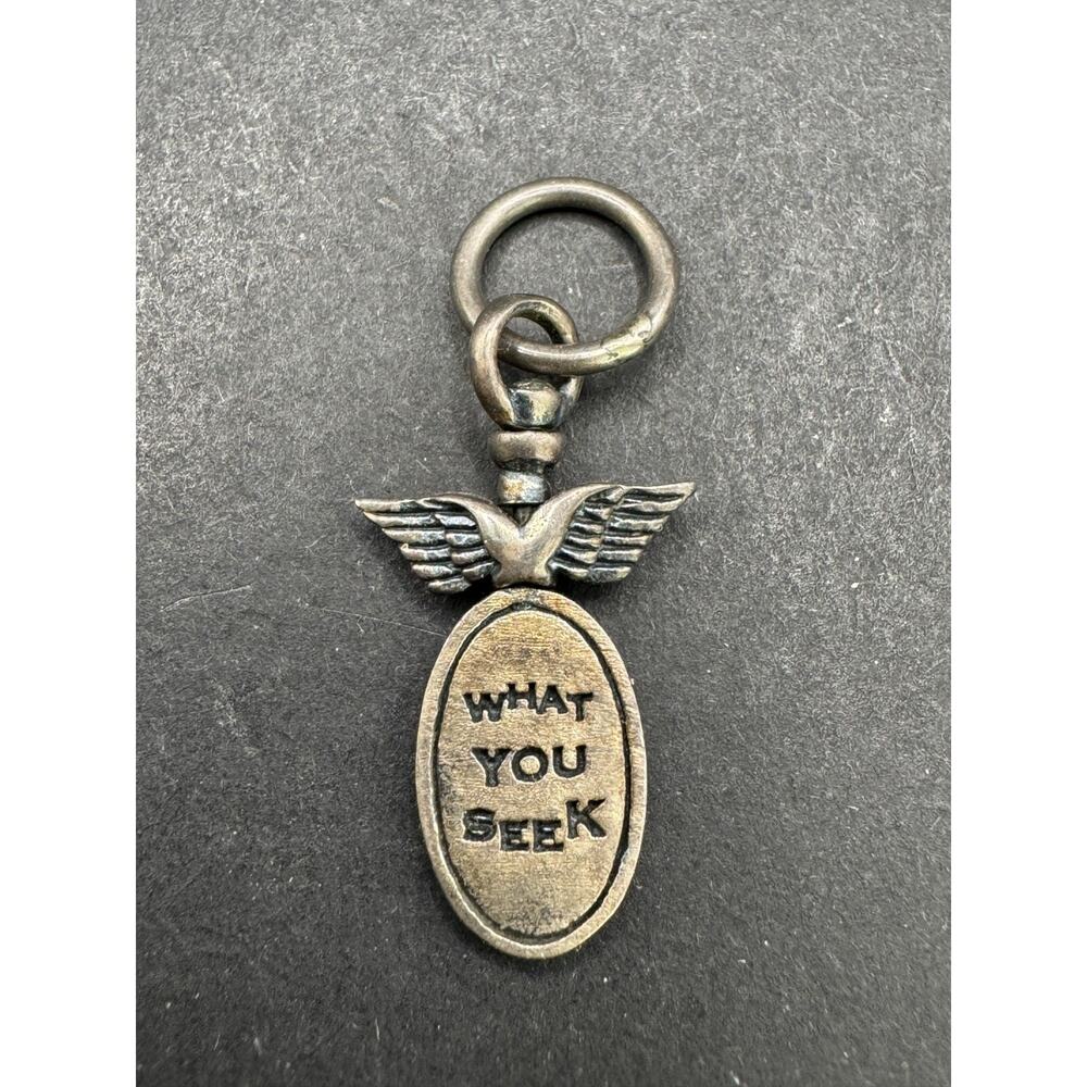 925 Sterling Silver What You Seek Is Seeking You Wings Oval Charm Pendant